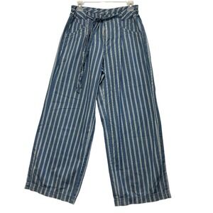 American Eagle Women's Striped Wide Leg Pants with Tie Belt High‎ Waist Size 6